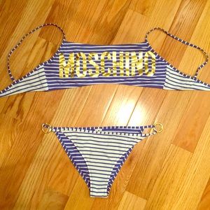 Moschino Metallic Striped Bikini